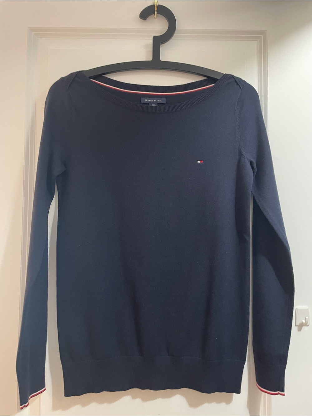 Tommy Hilfiger Navy Crewneck Sweater with Signature Trim